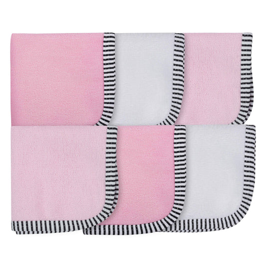 6-Pack Girls Pink Woven Washcloths